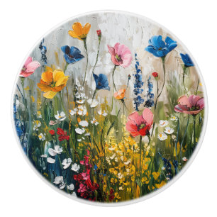 Colourful Wildflower Meadow Drawer Ceramic Knob