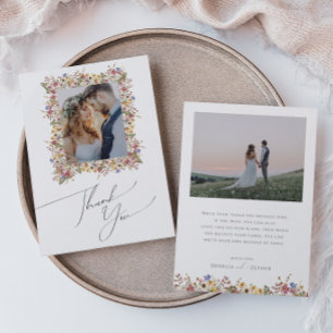 Colourful Wildflower Meadow Flat Photo Thank You Card