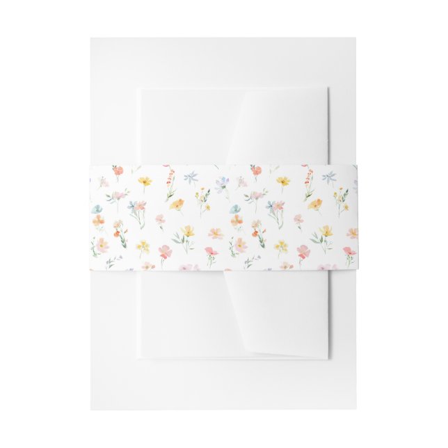 Colourful Wildflower Meadow Flower Wedding Invitation Belly Band (Front Example)