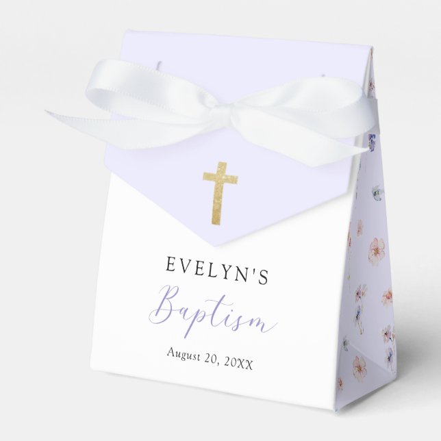 Colourful Wildflower Meadow Girl Baptism Favour Box (Front Side)