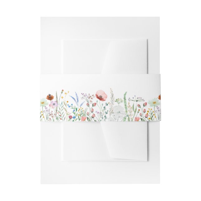 Colourful Wildflower Meadow Invitation Belly Band (Front Example)