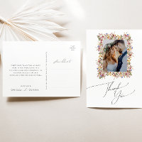 Colourful Wildflower Meadow Photo Wedding Thank Yo