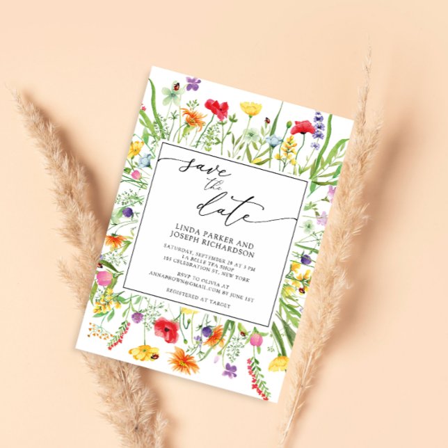 Colourful Wildflower Meadow Save the Date Invitation (Creator Uploaded)