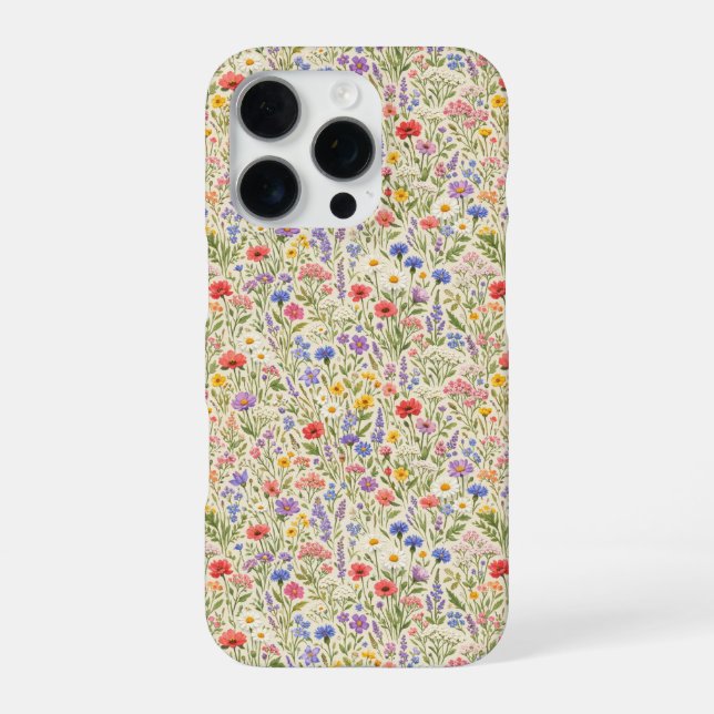 Colourful Wildflower Meadow Seamless Pattern iPhone Case (Back)