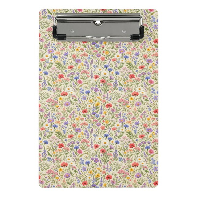 Colourful Wildflower Meadow Seamless Pattern Mini Clipboard (Front)