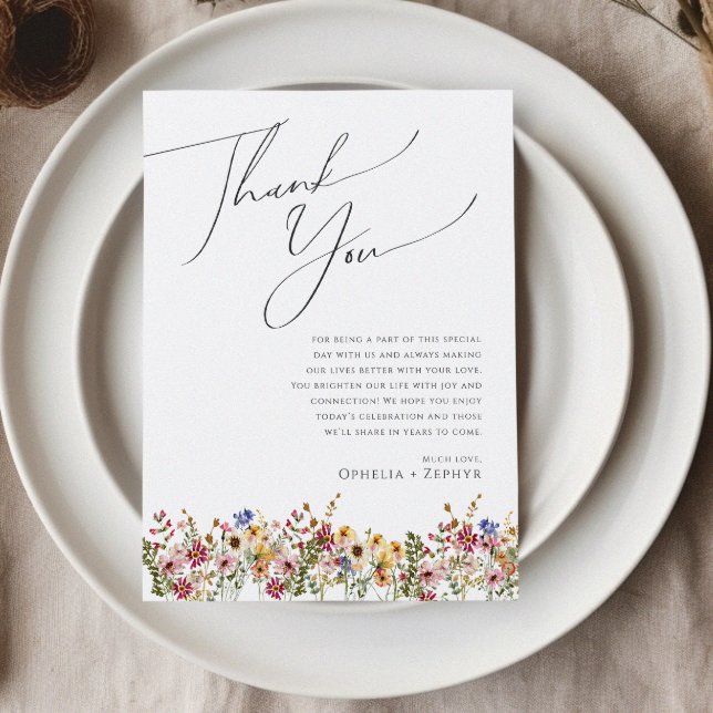 Colourful Wildflower | Meadow Table Thank You Card (Creator Uploaded)