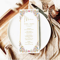 Colourful Wildflower Meadow Wedding Menu Card