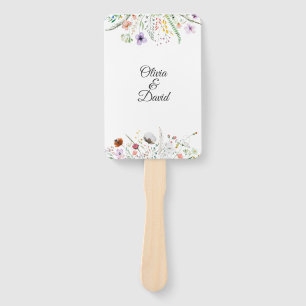 Colourful Wildflower Meadow Wedding Program Hand Fan