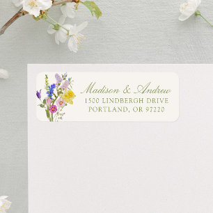 Colourful Wildflower Meadow Wedding Return Address Label