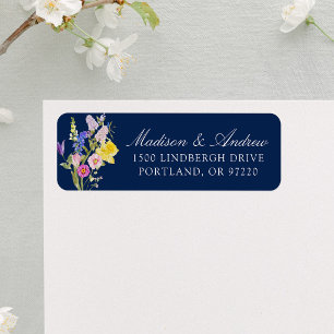 Colourful Wildflower Meadow Wedding Return Address Label