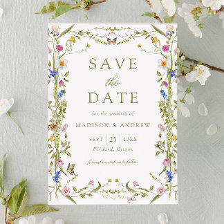 Colourful Wildflower Meadow Wedding Save The Date