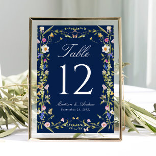 Colourful Wildflower Meadow Wedding Table Number