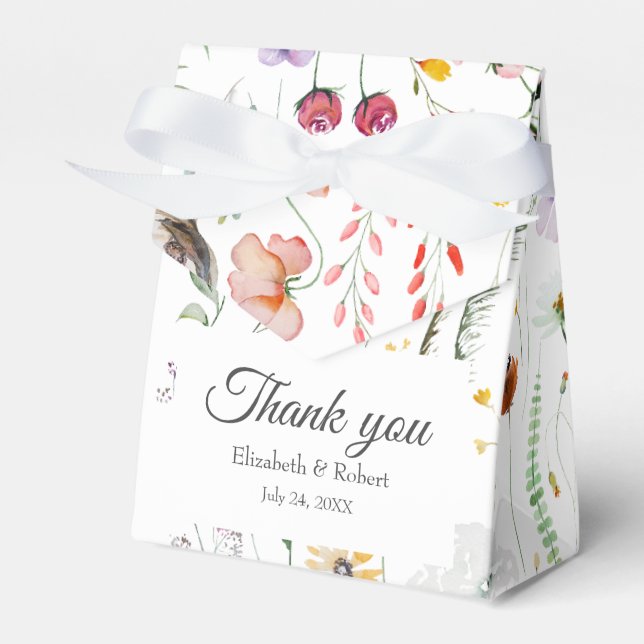 Colourful Wildflower Meadow Wedding Thank You Favour Box (Front Side)