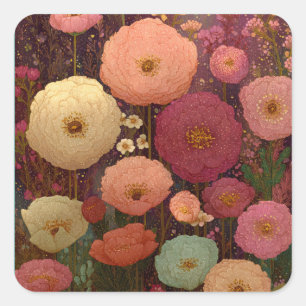 Colourful Wildflower Meadows 3 Square Sticker