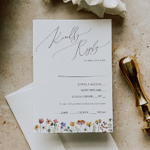Colourful Wildflower   Menu Choice RSVP Card