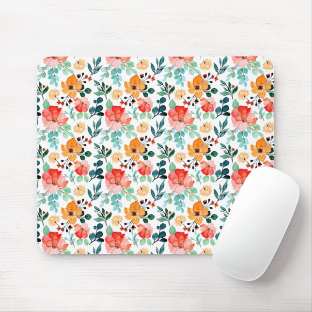 Colourful Wildflower Mixed Floral Pattern Mouse Pad (With Mouse)