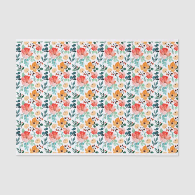 Colourful Wildflower Mixed Floral Pattern Tissue Paper (Front)