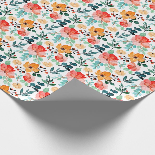 Colourful Wildflower Mixed Floral Pattern Wrapping Paper (Corner)