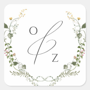 Colourful Wildflower Monogram Wreath Envelope Seal