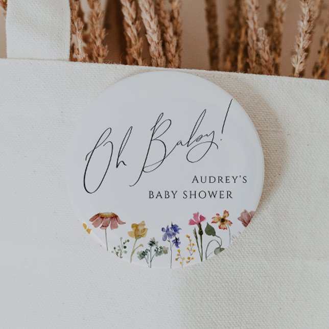 Colourful Wildflower Oh Baby 6 Cm Round Badge (Creator Uploaded)