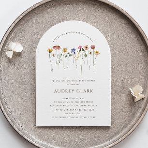 Colourful Wildflower On The Way Arch Baby Shower Invitation
