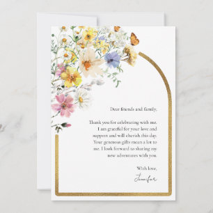 Colourful Wildflower Photo Graduation Thank You Ca Announcement