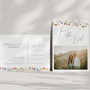 Colourful Wildflower   Photo Save The Date Postcar Invitation Postcard
