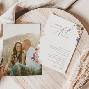 Colourful Wildflower   Photo Traditional Wedding Invitation