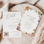 Colourful Wildflower | QR Code All In One Wedding Invitation<br><div class="desc">This colourful wildflower | QR code all in one wedding invitation is perfect for your simple, whimsical boho rainbow summer wedding. The bright, enchanted pink, yellow, orange, and gold colour florals give this product the feel of a minimalist elegant vintage hippie spring garden. The modern design is artsy and delicate,...</div>
