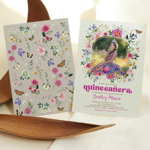 Colourful Wildflower Quinceañera 15th Birthday Invitation
