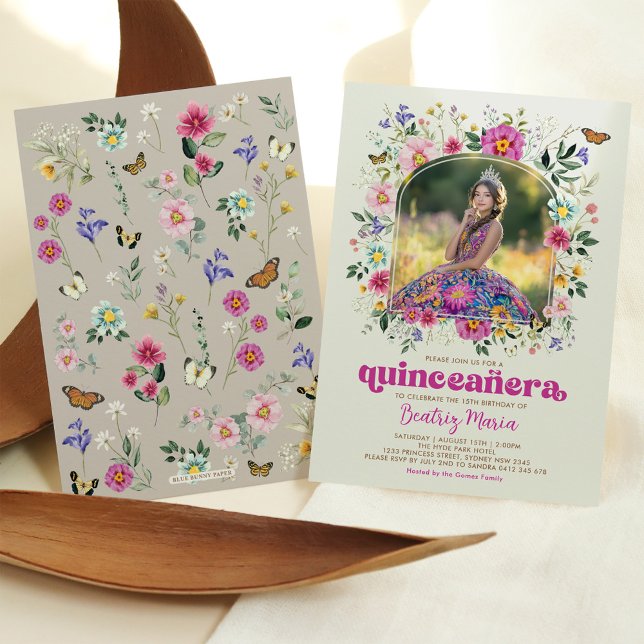 Colourful Wildflower Quinceañera 15th Birthday Invitation (Creator Uploaded)
