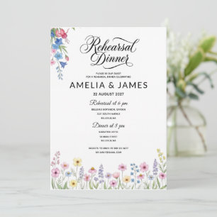 Colourful wildflower rehearsal dinner invitation