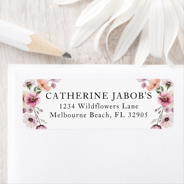 Colourful Wildflower Return Address Label – Dusty  (Insitu)
