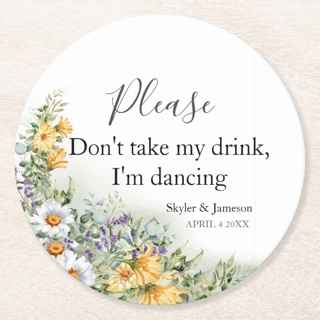 Colourful Wildflower Round Paper Coaster (Front)