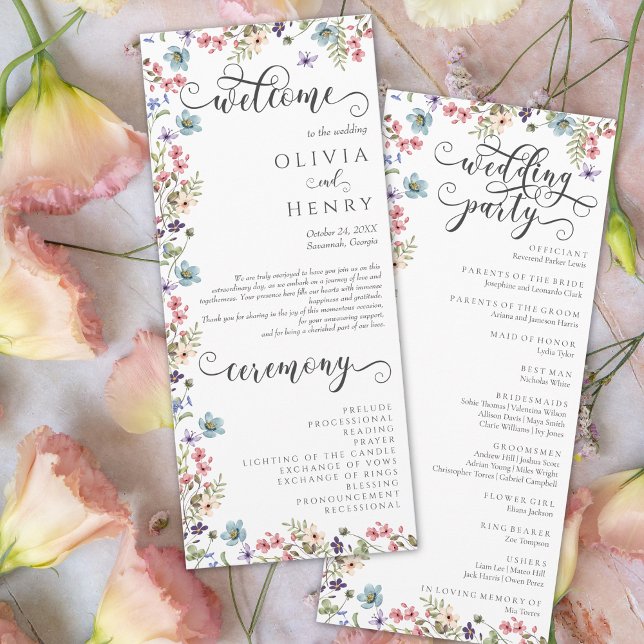 Colourful Wildflower Rustic Wedding Program (Creator Uploaded)
