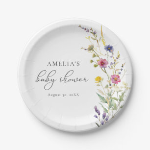 Colourful Wildflower Spring Floral Baby Shower Paper Plate