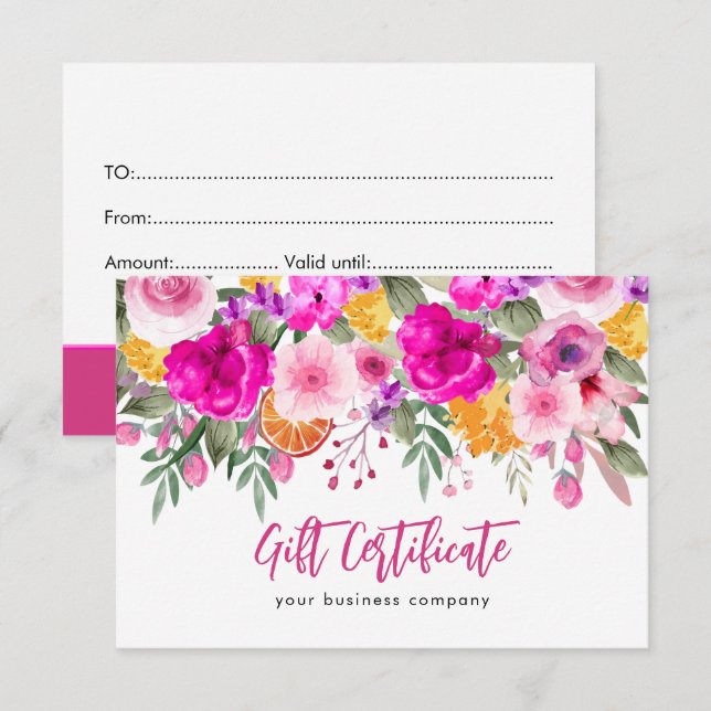 Colourful Wildflower Spring Gift Certificate (Front/Back)