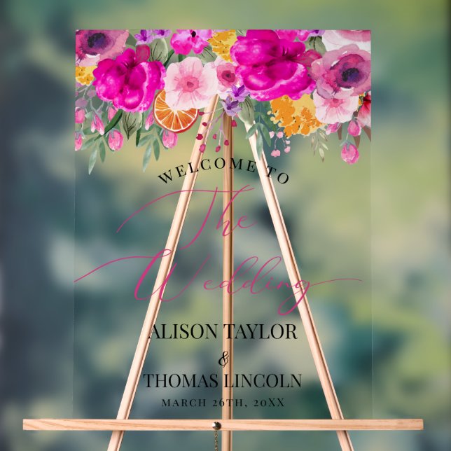 Colourful Wildflower Spring welcome acrylic sign (Neutral)