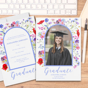 Colourful Wildflower Stylish Arch Graduate Photo Announcement