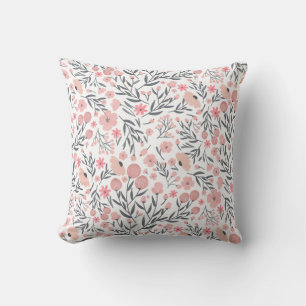 Colourful Wildflower Summer Floral White Cushion