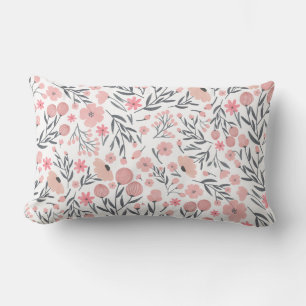 Colourful Wildflower Summer Floral White Lumbar Cushion