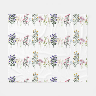 Colourful Wildflower Tropical Floral Botanical Fleece Blanket