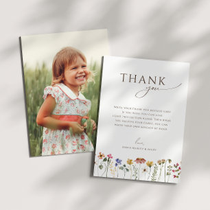Colourful Wildflower Vertical Photo Birthday Party Thank You Card