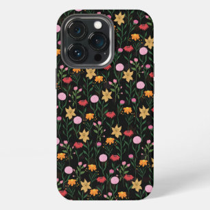 Colourful Wildflower Watercolor Black Design iPhone 13 Pro Case