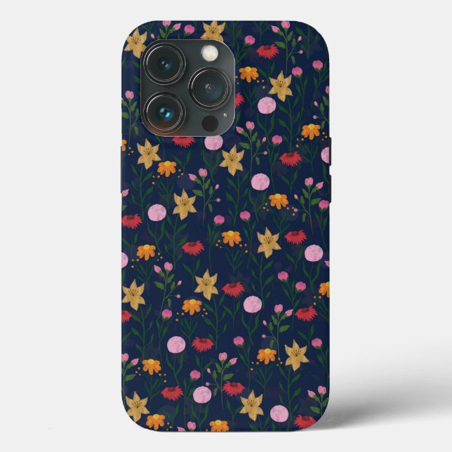 Colourful Wildflower Watercolor Blue Design Case-Mate iPhone Case (Back)
