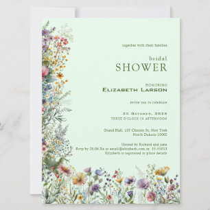 Colourful Wildflower Watercolor Bridal Shower Invitation