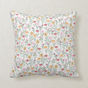 Colourful Wildflower Watercolor Design Cushion
