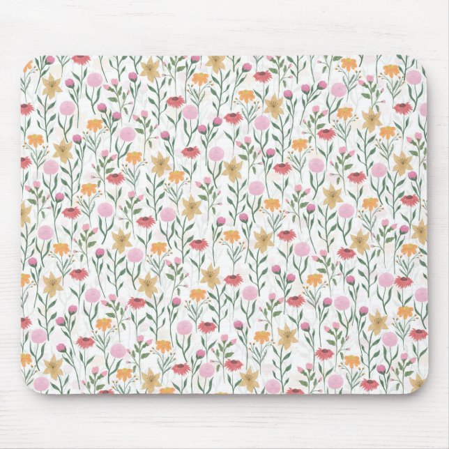 Colourful Wildflower Watercolor Design Mouse Pad (Front)