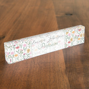 Colourful Wildflower Watercolor Design Nameplate