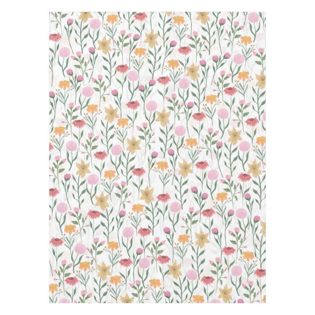 Colourful Wildflower Watercolor Design Tablecloth (Front)